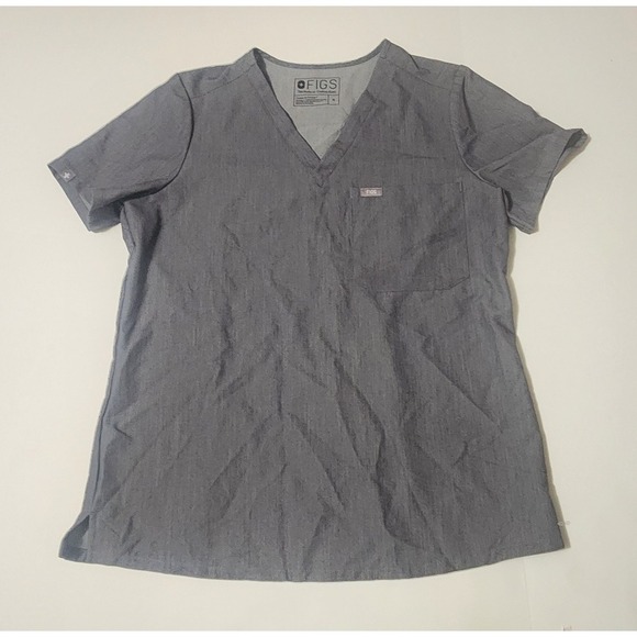 Figs Sweaters - Figs Scrub Womans Medium Gray V-Neck With Pocket